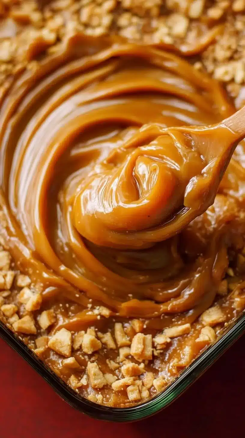 Delicious caramel apple dip served with fresh apple slices on a plate