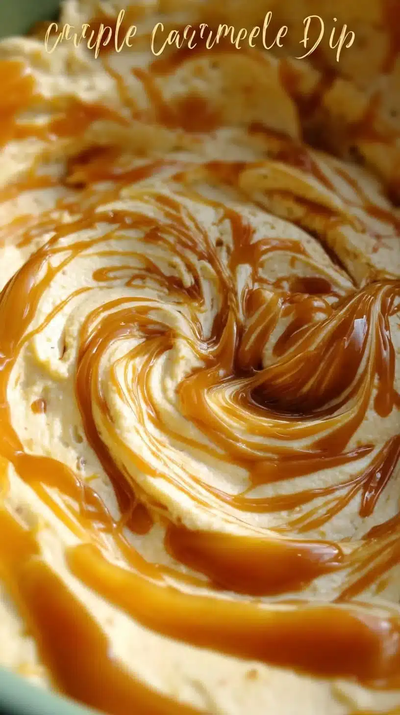 Delicious caramel cream cheese dip served with fresh apple slices.