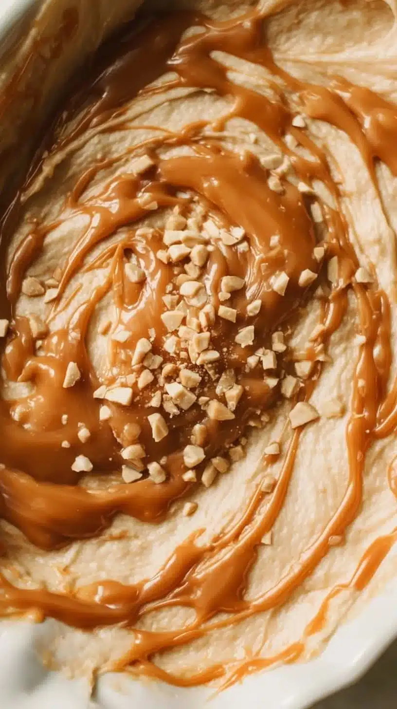 Delicious cream cheese caramel apple dip served with fresh apple slices