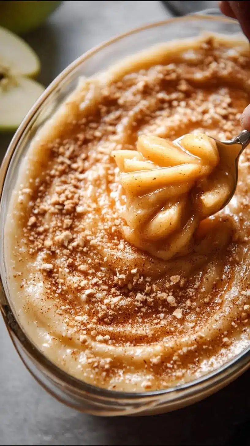 Delicious salted caramel apple dip served with fresh apple slices.