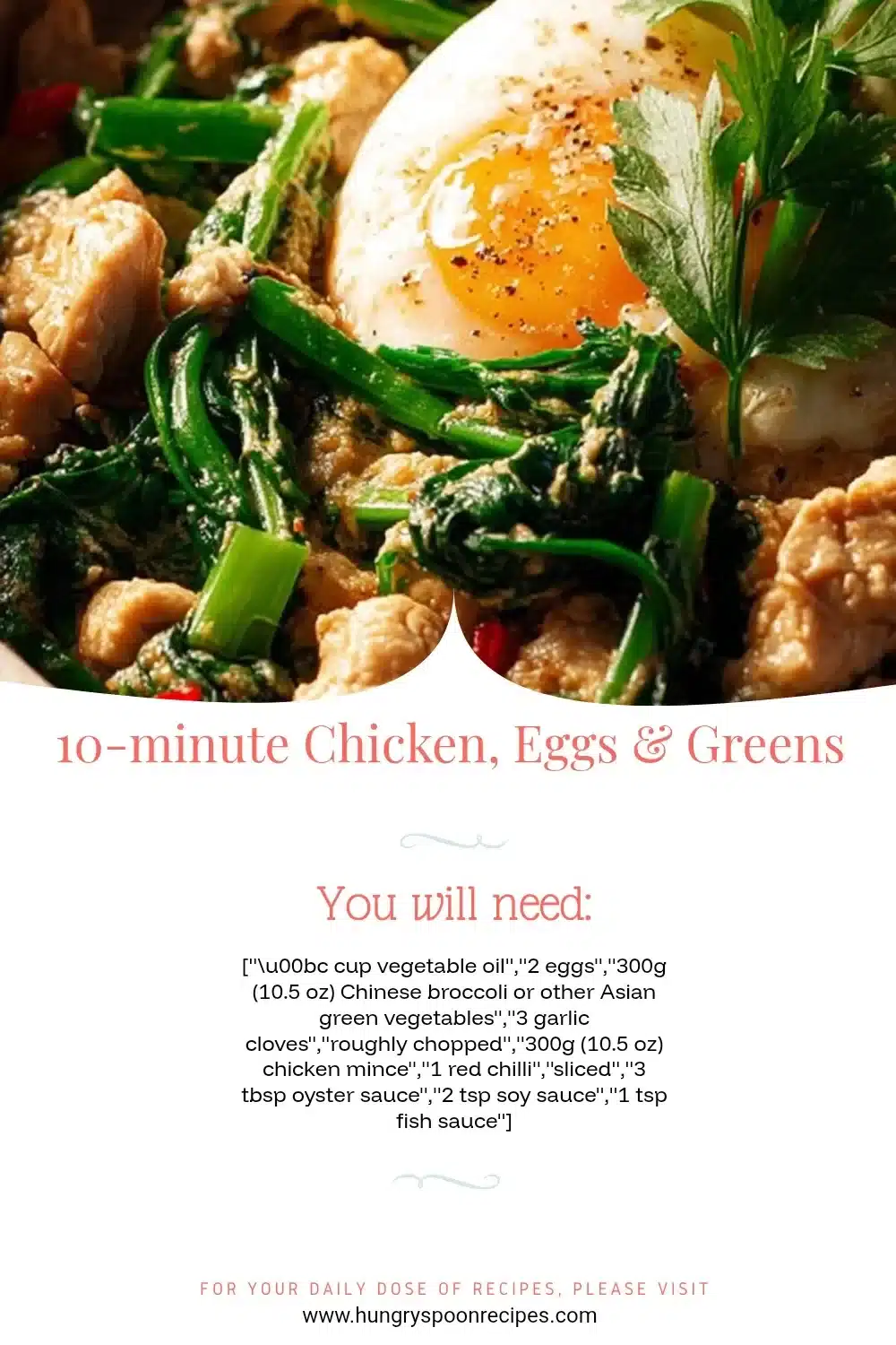 Quick 10-minute chicken recipe with eggs and greens for a healthy meal