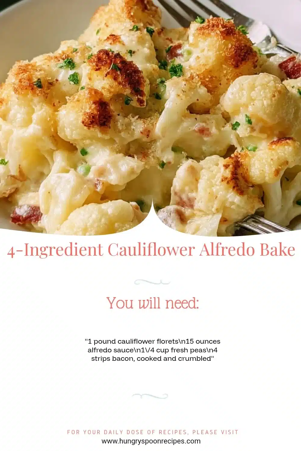 Creamy 4-Ingredient Cauliflower Alfredo Bake topped with fresh herbs