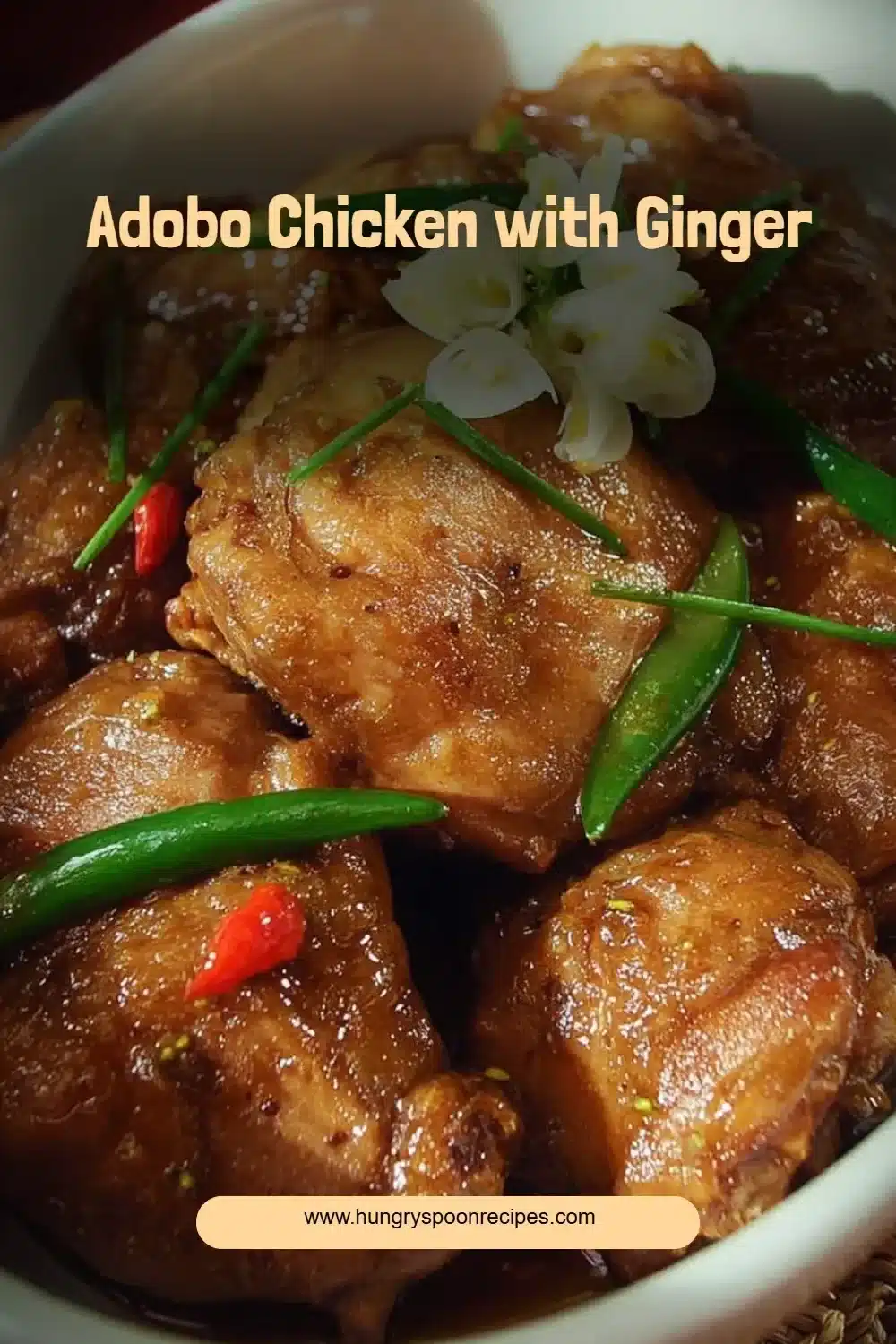Delicious Adobo Chicken with Ginger served on a plate