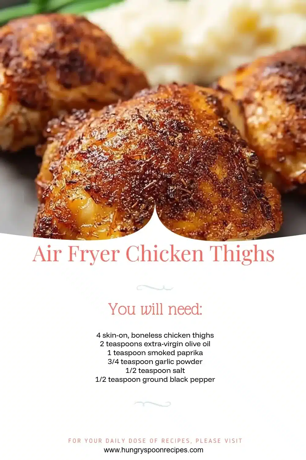 Air Fryer Chicken Thighs 1 Delicious air fryer chicken thighs garnished and ready to serve