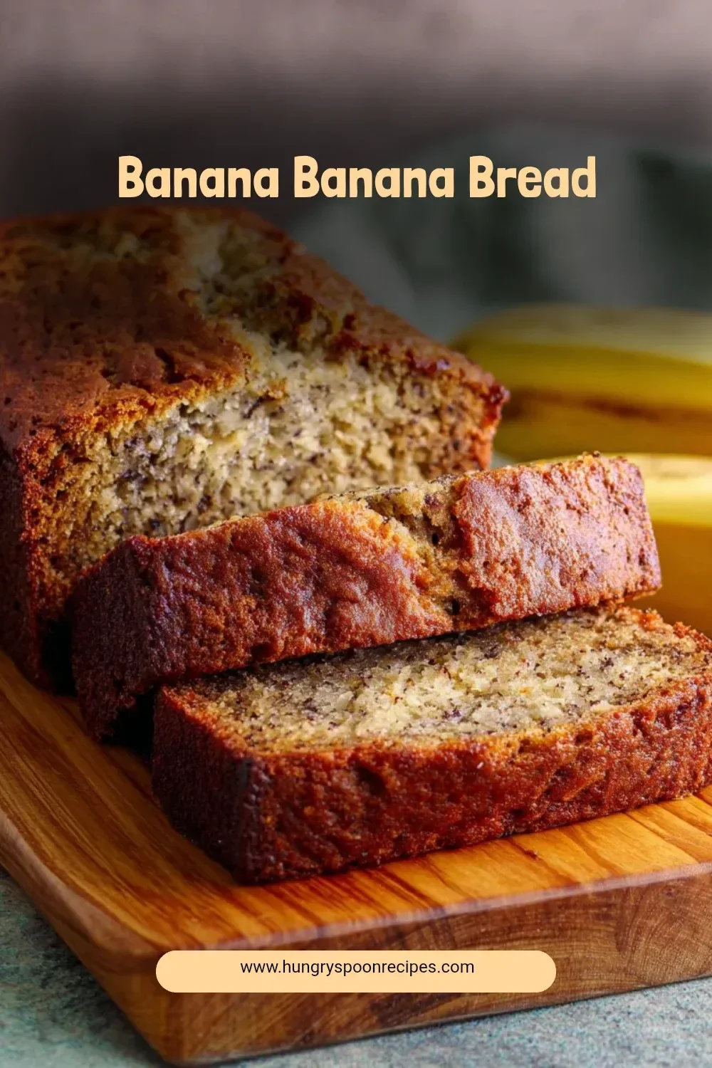 Moist and delicious banana bread made with ripe bananas.
