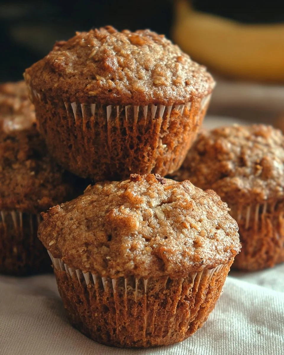Freshly baked Banana Bran Muffins on a cooling rack