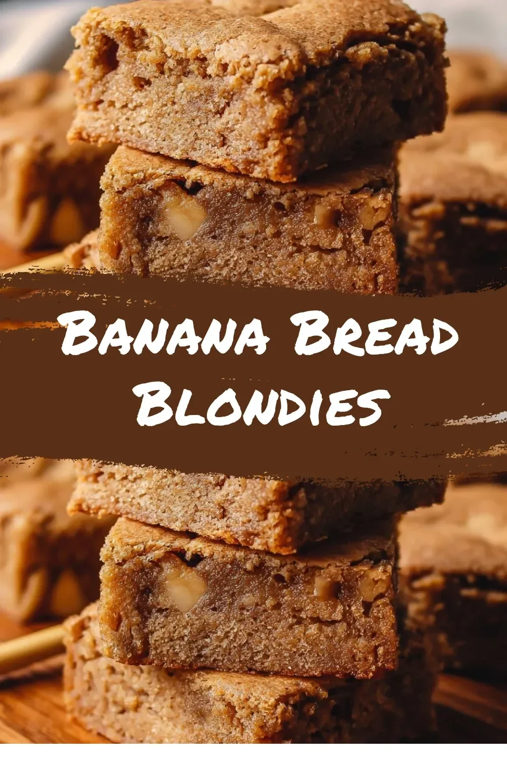 Delicious homemade Banana Bread Blondies with chocolate chips and walnuts