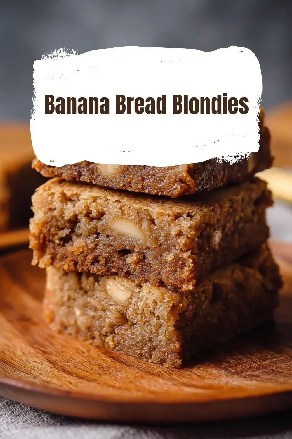 Delicious homemade banana bread blondies topped with chocolate chips.