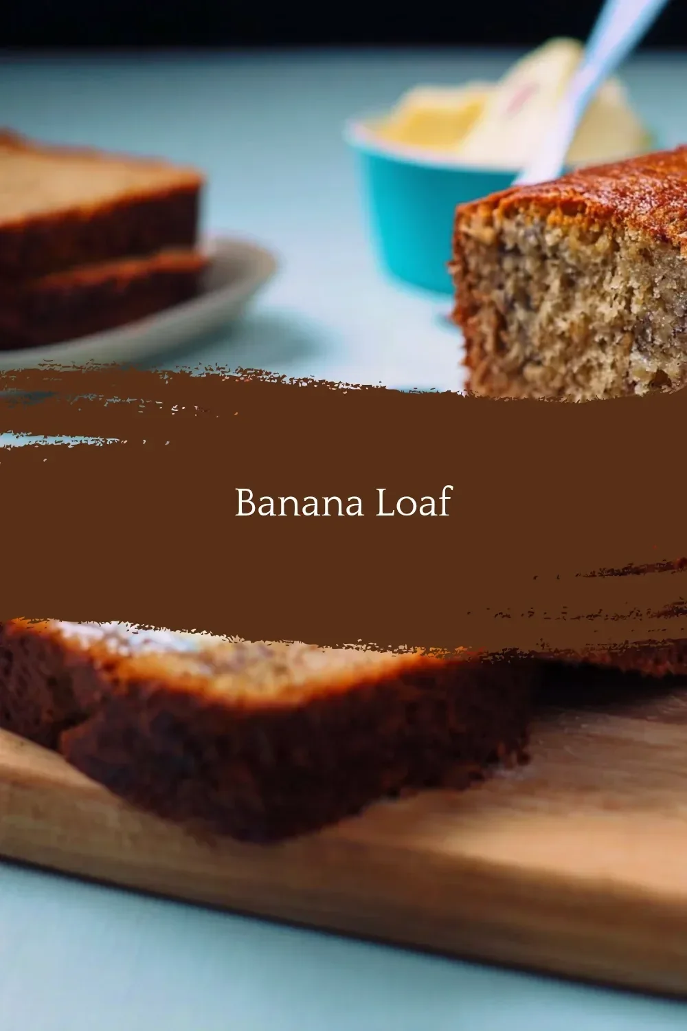 Delicious homemade banana loaf with sliced bananas on top