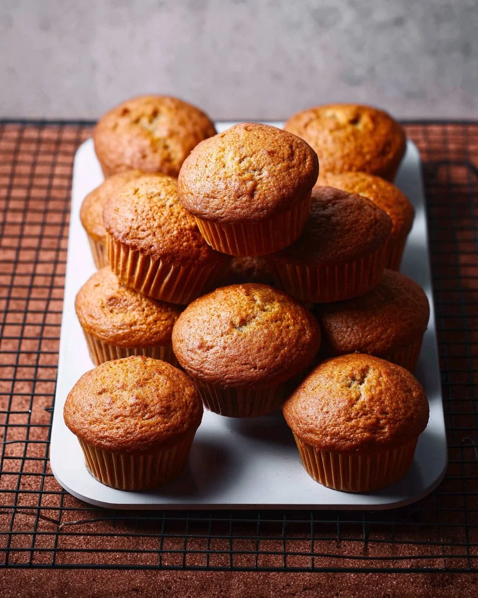 Freshly baked banana muffins with chocolate chips on a wooden table
