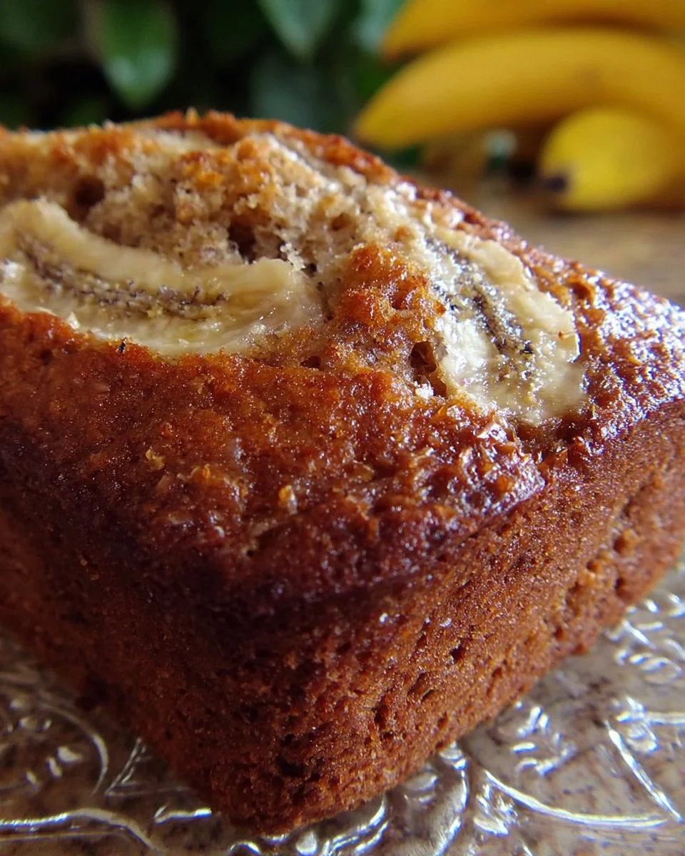 Delicious banana sour cream bread loaf fresh out of the oven