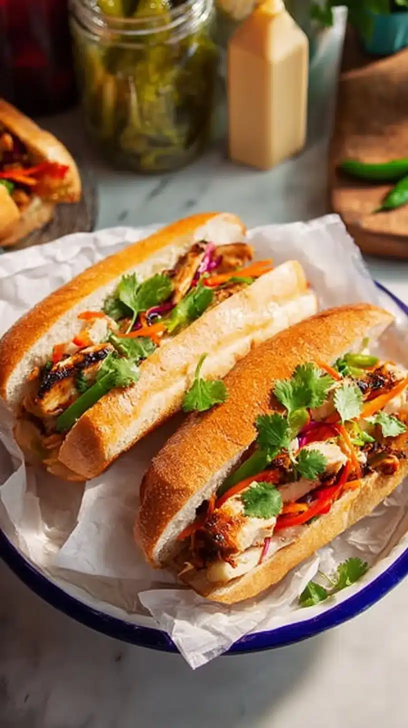 Delicious Banh Mi Sandwich filled with fresh ingredients and vibrant flavors