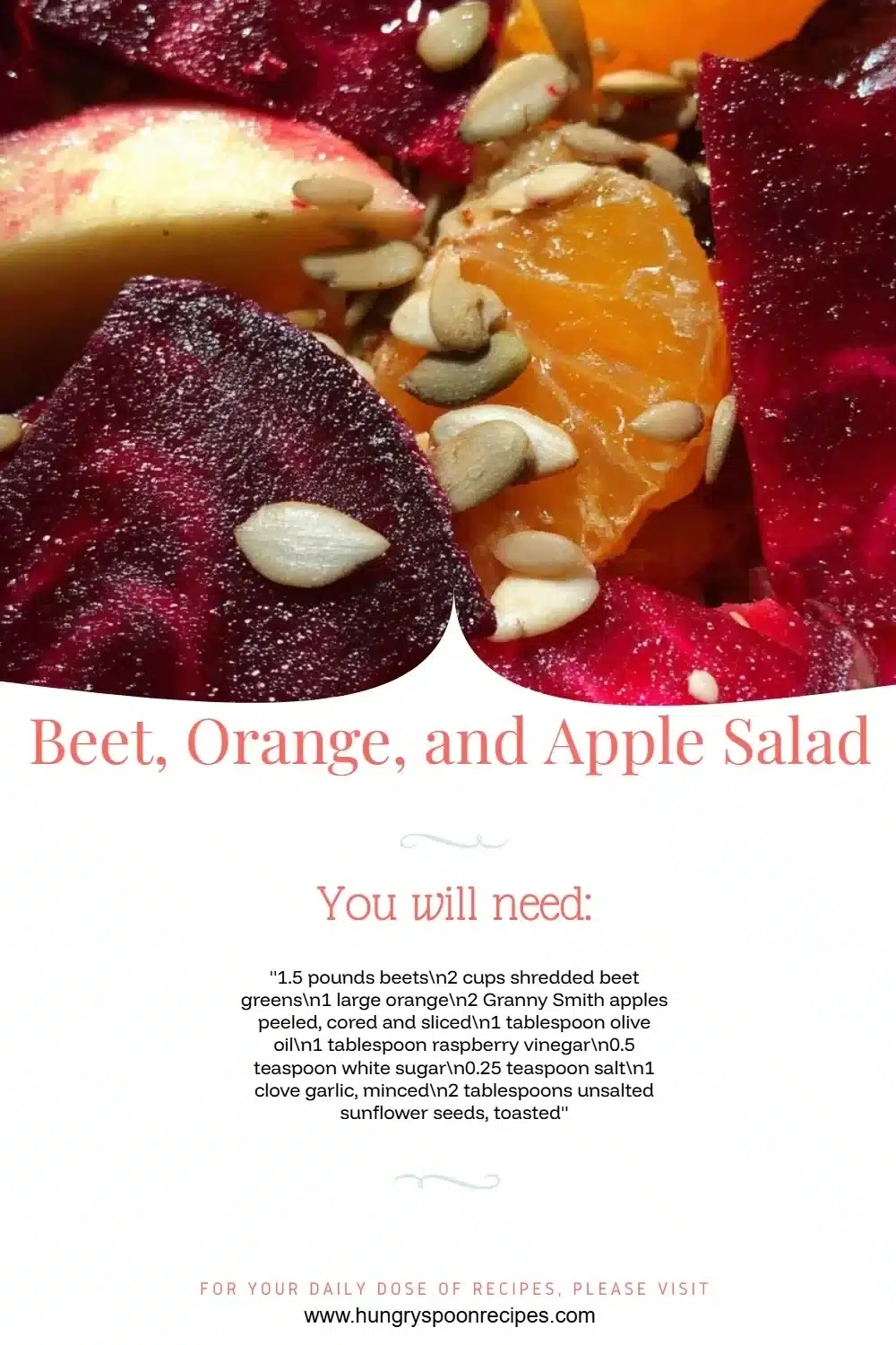 Beet salad with oranges and apples in a colorful bowl