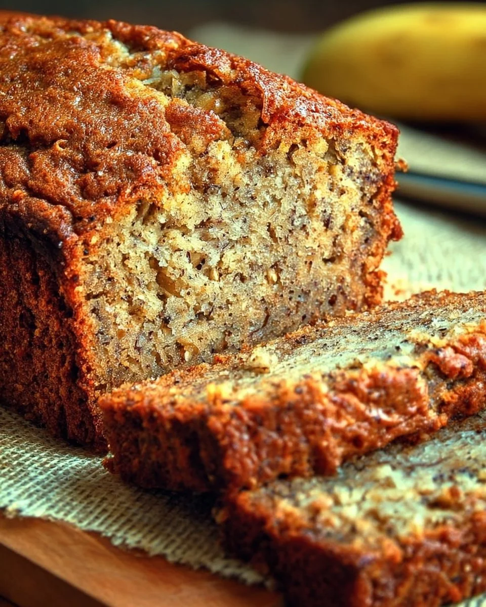 Loaves of freshly baked banana breads on a wooden table