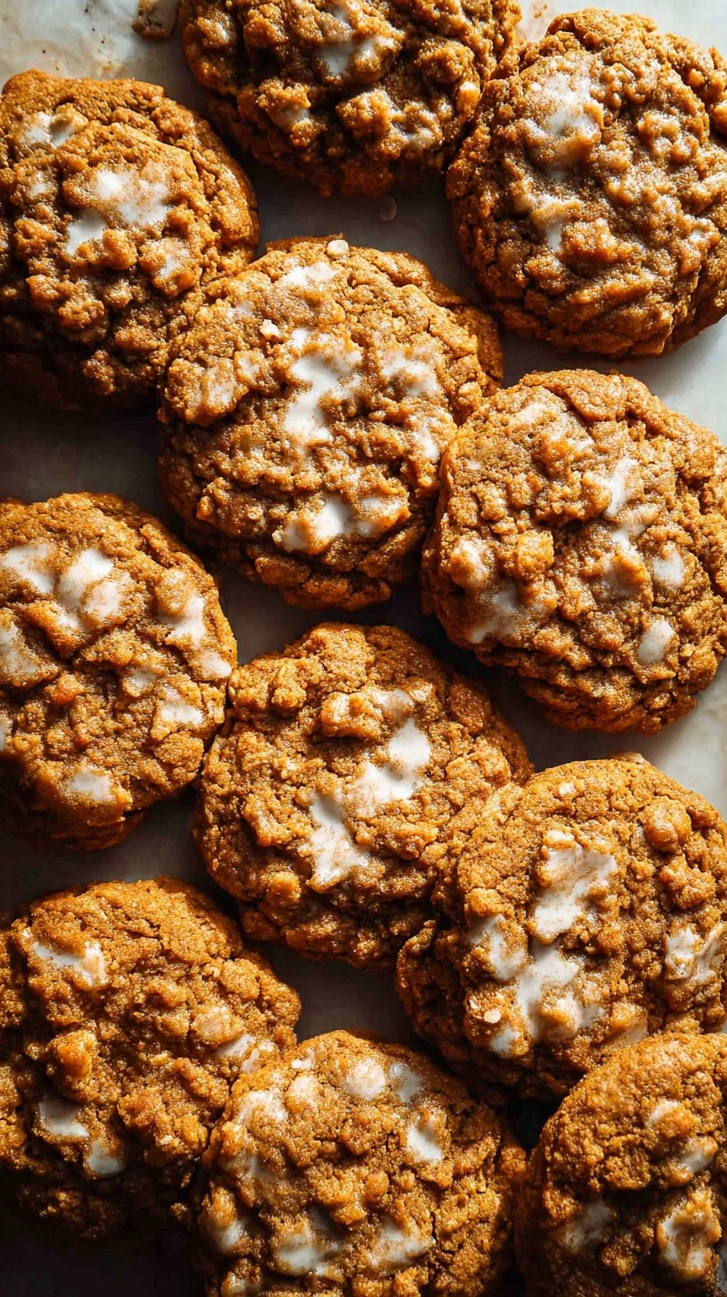 Brown butter pumpkin oatmeal cookies with a sprinkle of cinnamon and oats
