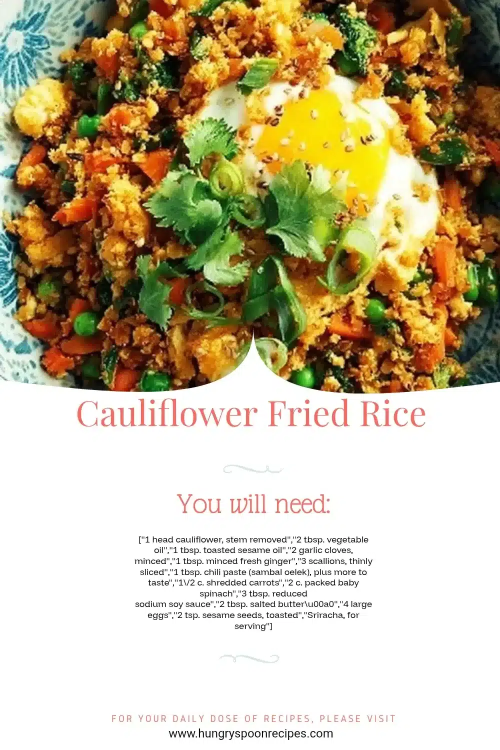 Bowl of colorful Cauliflower Fried Rice with vibrant vegetables
