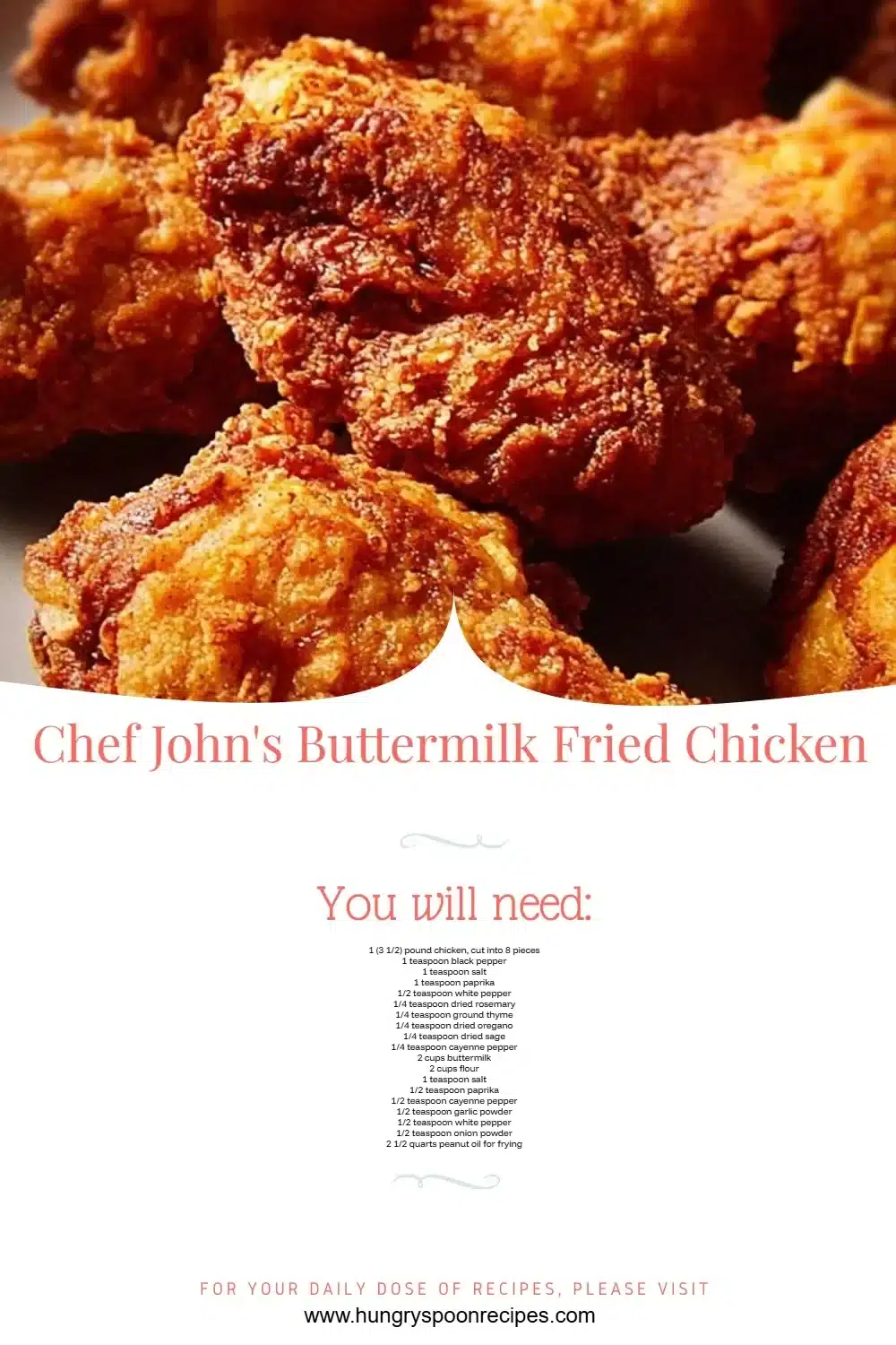 Plate of Chef John's Buttermilk Fried Chicken garnished with herbs