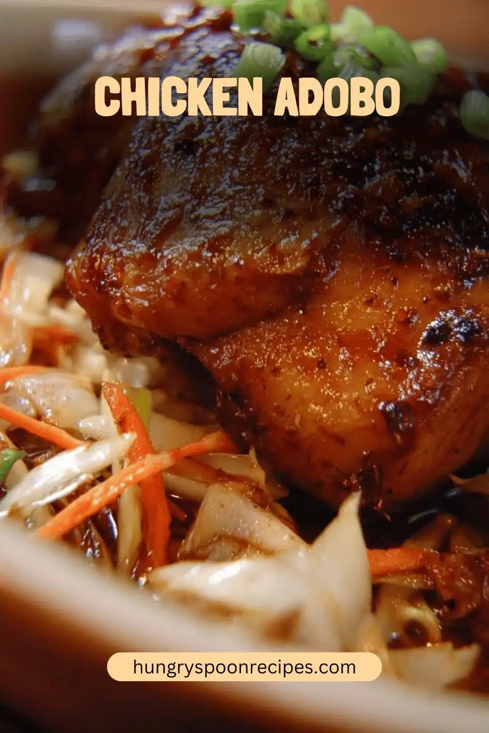 Delicious Chicken Adobo served with rice in a rustic bowl
