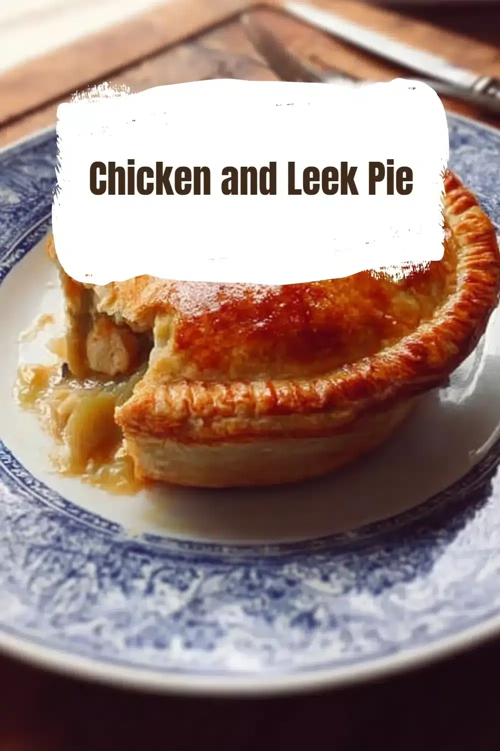 Homemade Chicken Leek Pie with golden crust and creamy filling