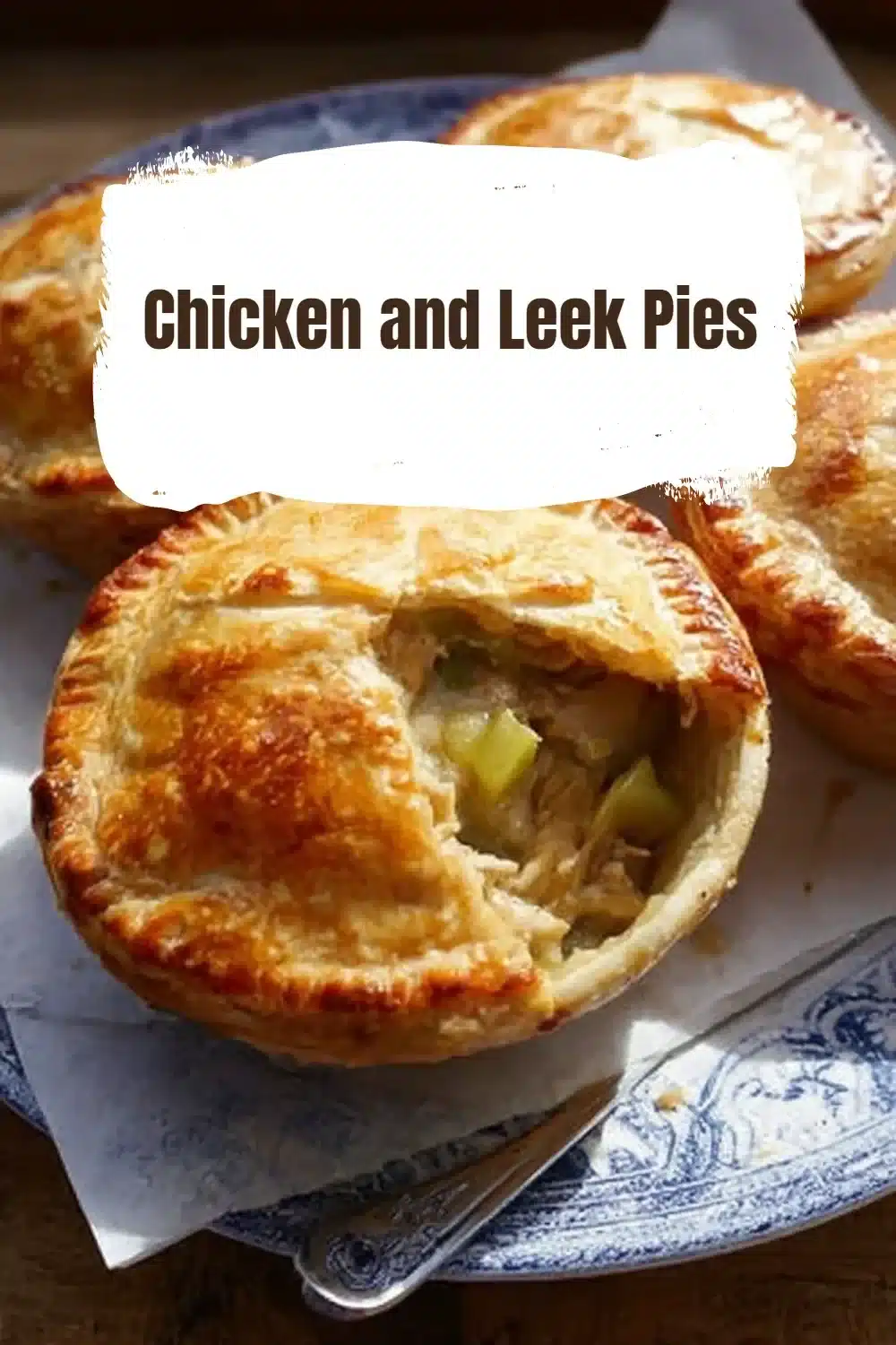 Homemade Chicken Leek Pies with a golden crust and creamy filling