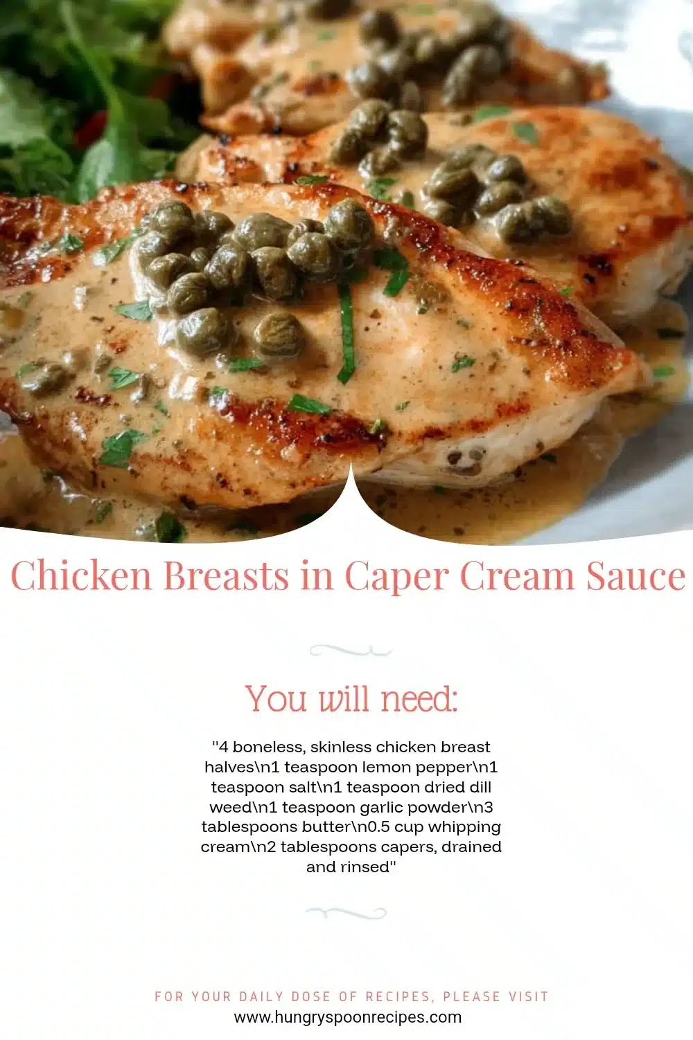 Chicken Breasts in Caper Cream Sauce 1 Chicken breasts served in rich caper cream sauce for a savory meal.