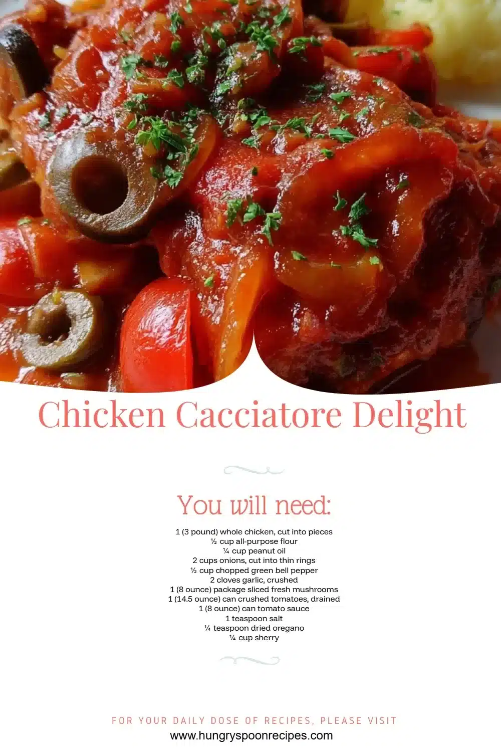 Delicious Chicken Cacciatore featuring vibrant vegetables and herbs in sauce