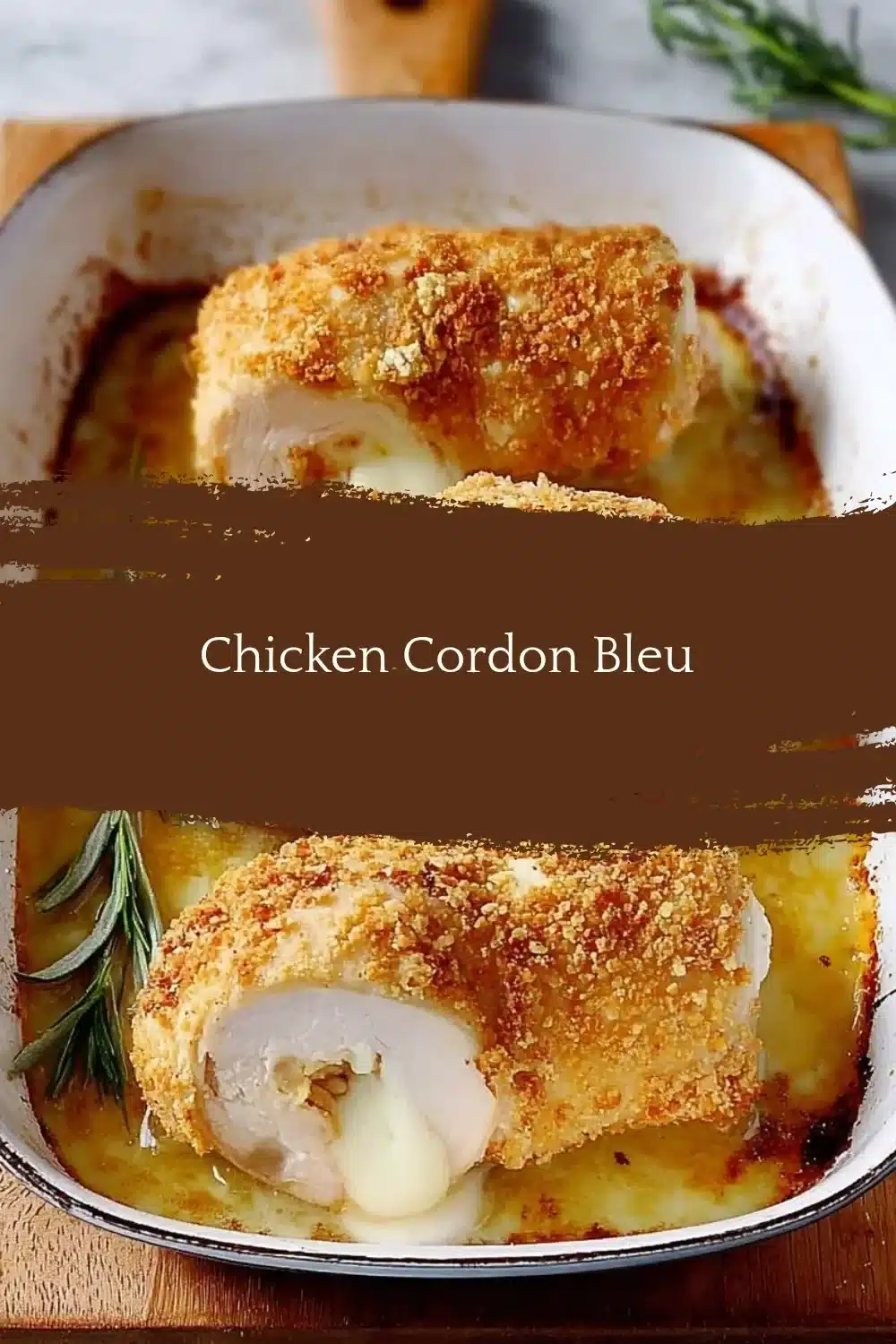 Delicious Chicken Cordon Bleu dish with ham and cheese, served on a plate.
