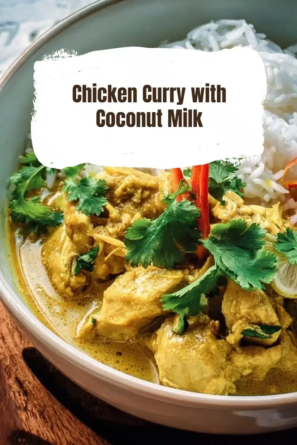 Chicken Curry with Coconut Milk 1 Delicious chicken curry with creamy coconut milk served in a bowl