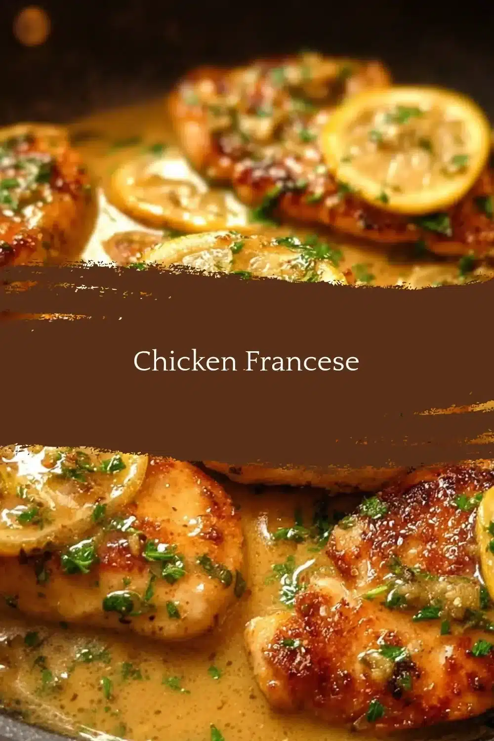 Delicious Chicken Francese served in a lemon white wine sauce with herbs