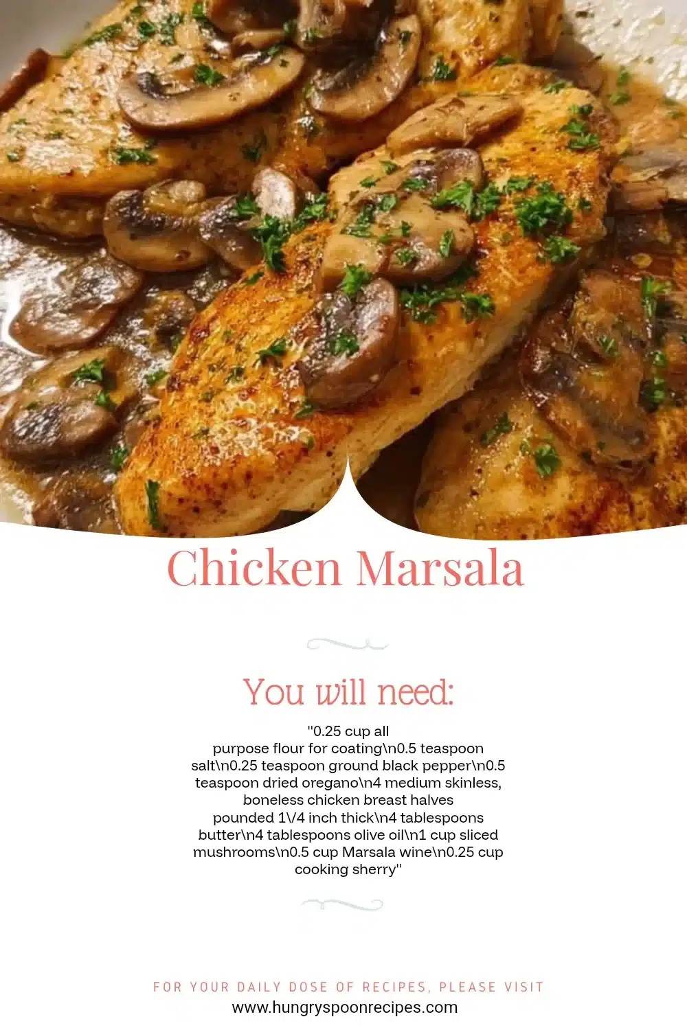 Delicious Chicken Marsala with mushrooms and herbs served on a plate