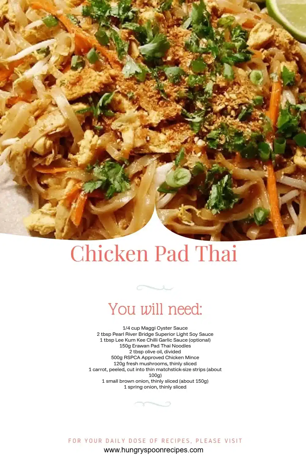 Chicken Pad Thai 1 Delicious Chicken Pad Thai garnished with peanuts and lime