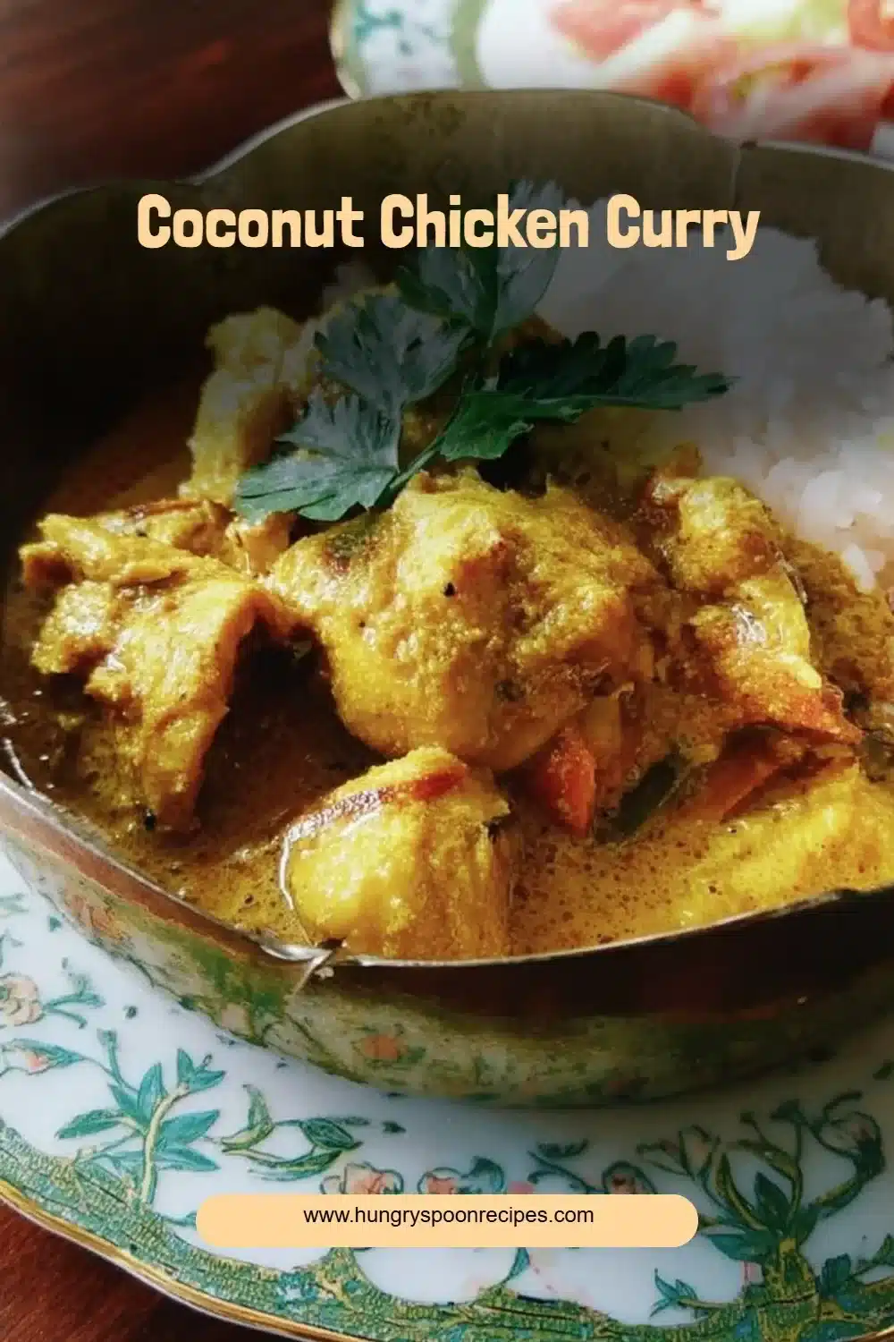 Coconut Chicken Curry 1 Delicious Coconut Chicken Curry served with rice and fresh herbs