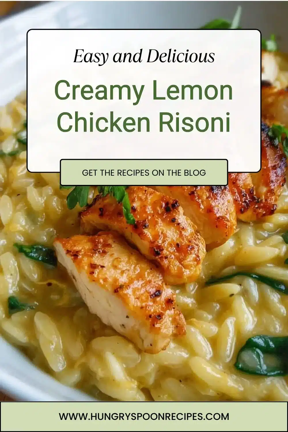Creamy Lemon Chicken Risoni 1 Creamy lemon chicken risoni dish with fresh herbs and a lemon slice