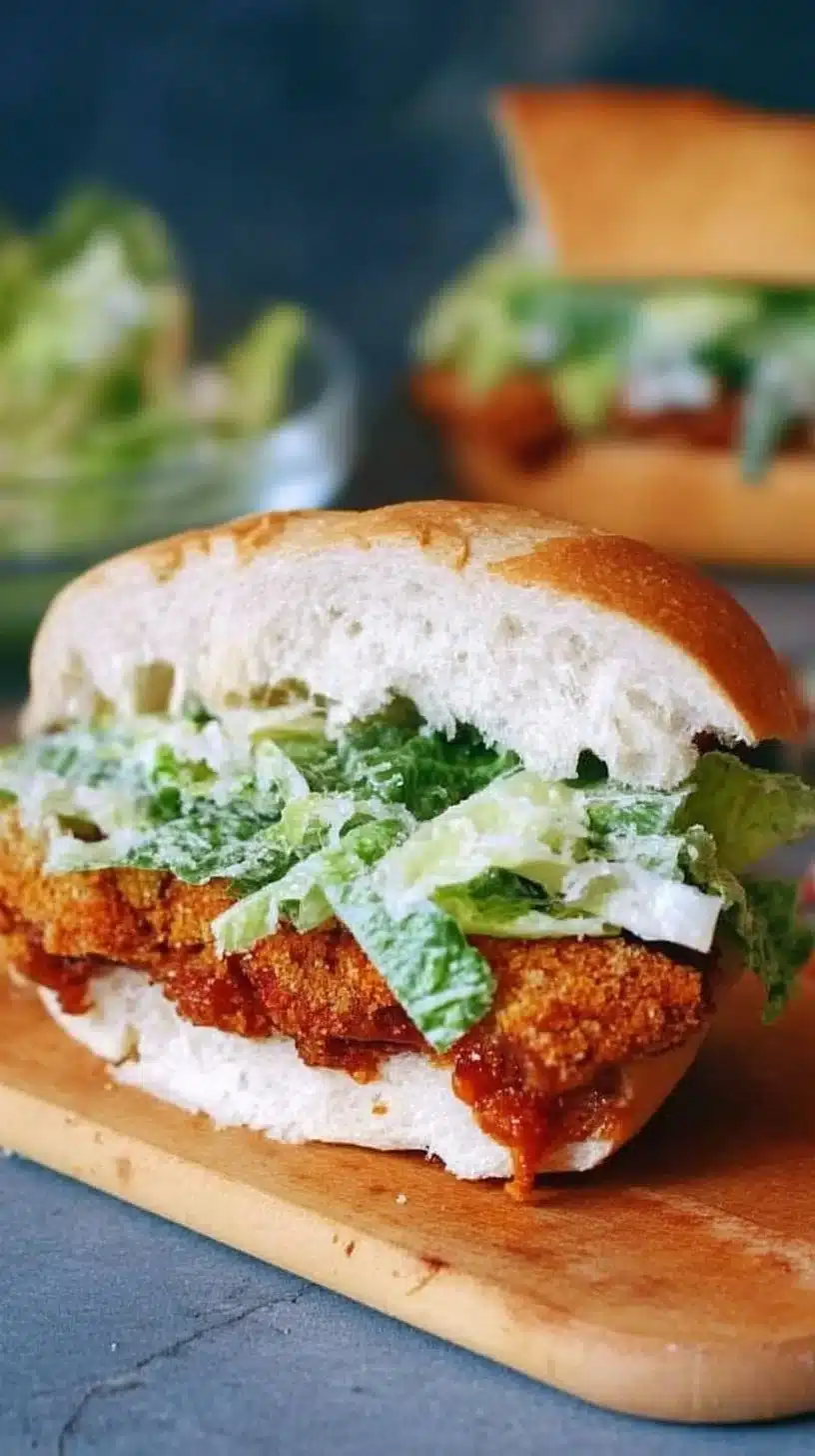 Crispy Chicken Caesar Sandwich 1 Crispy Chicken Caesar Sandwich with fresh lettuce and Caesar dressing