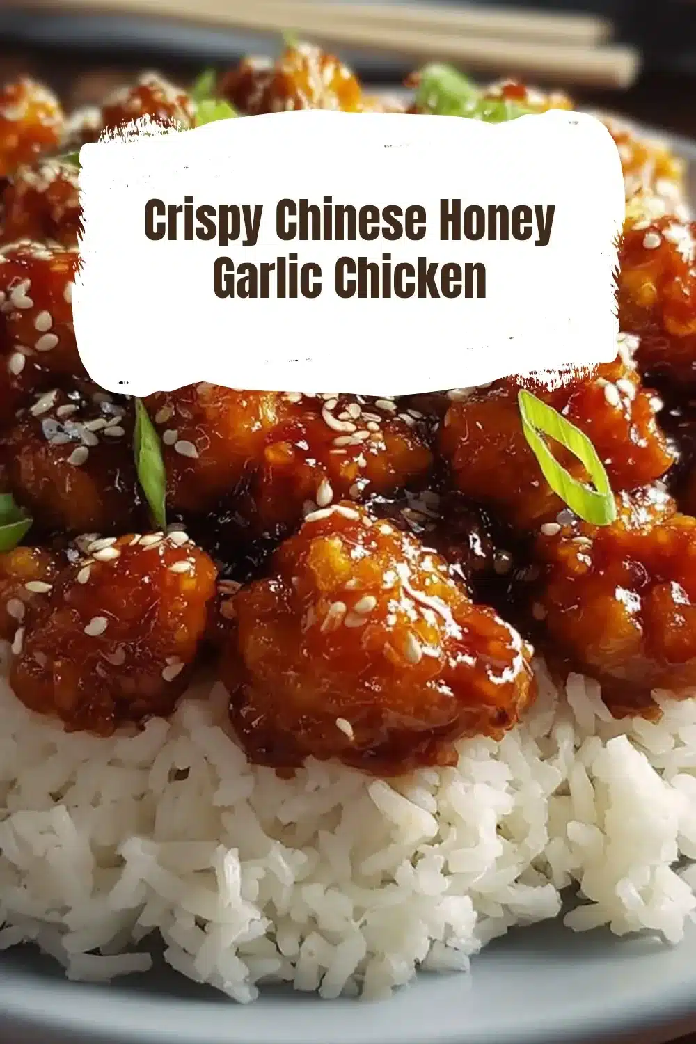 Crispy Chinese Honey Garlic Chicken 1 Crispy Chinese honey garlic chicken served with vegetables on a plate