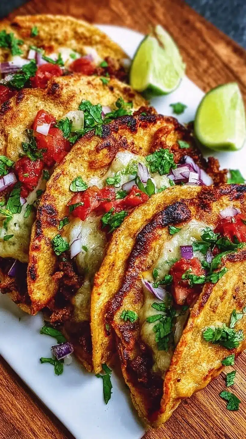 Easiest Sheet Pan Tacos 1 Delicious sheet pan tacos ready to be served on a colorful table