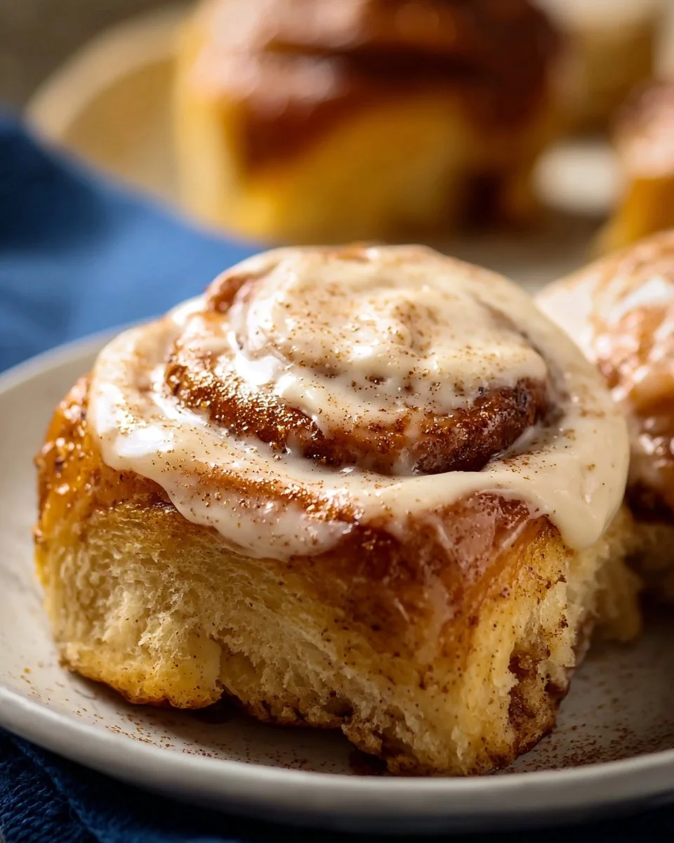 Delicious banana bread cinnamon rolls topped with creamy frosting