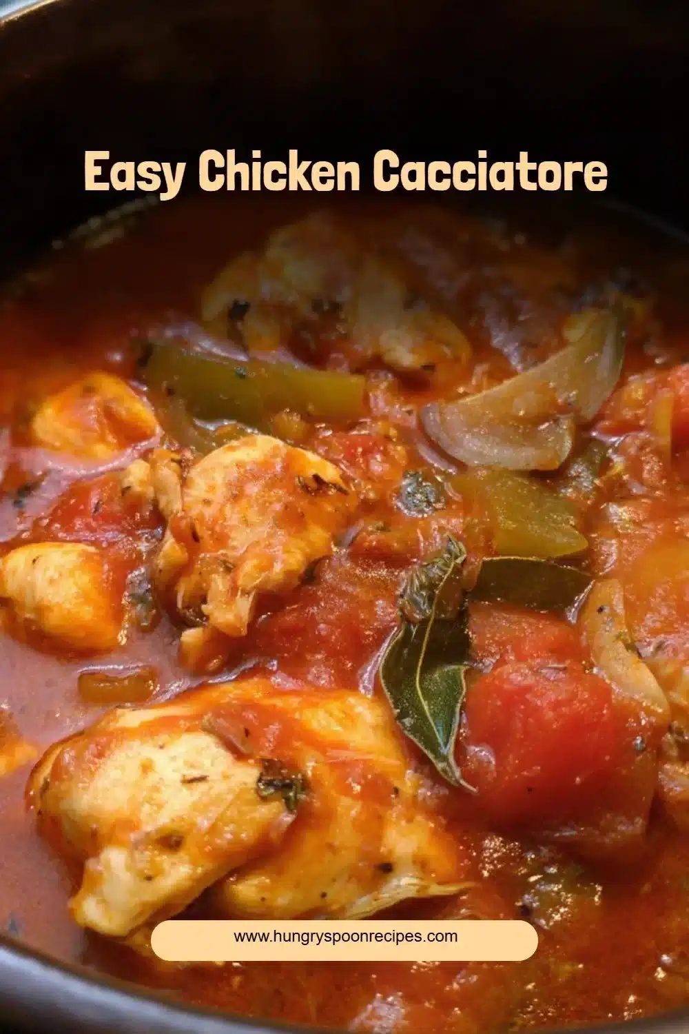 Delicious plate of easy chicken cacciatore with vegetables and herbs
