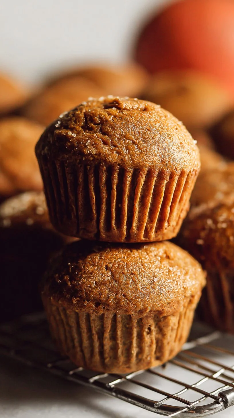 Freshly baked easy pumpkin muffins on a wooden table