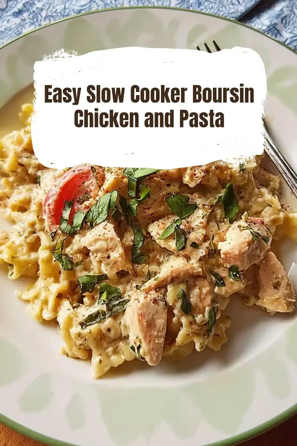 Easy Slow Cooker Boursin Chicken and Pasta 1 Creamy Slow Cooker Boursin Chicken served with pasta