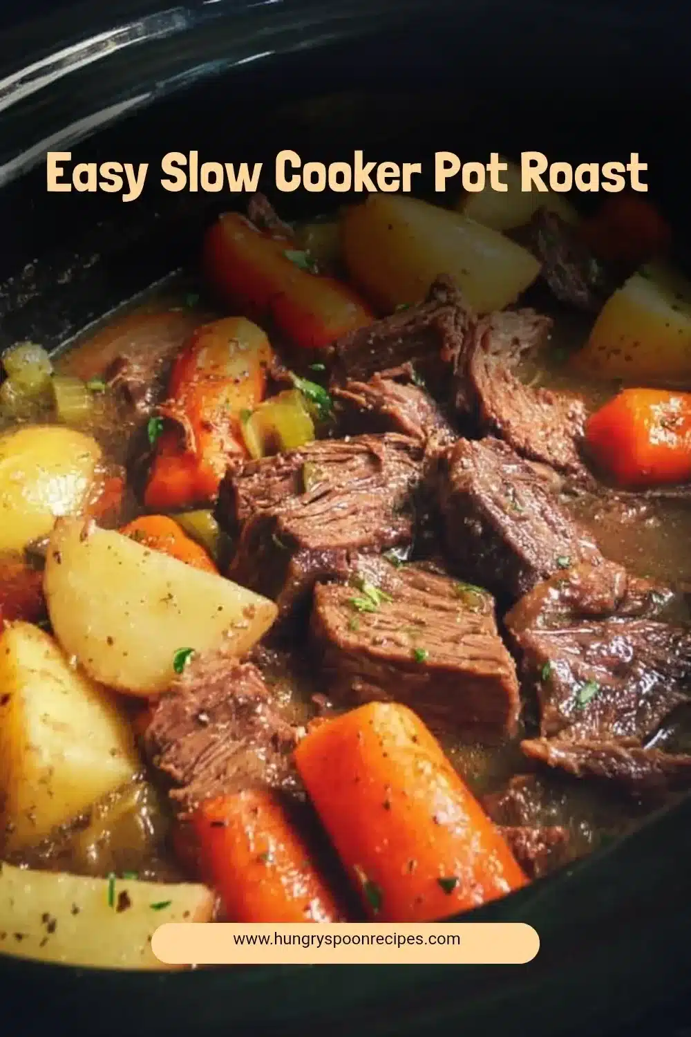Easy Slow Cooker Pot Roast 1 Easy Slow Cooker Pot Roast served with vegetables in a bowl.
