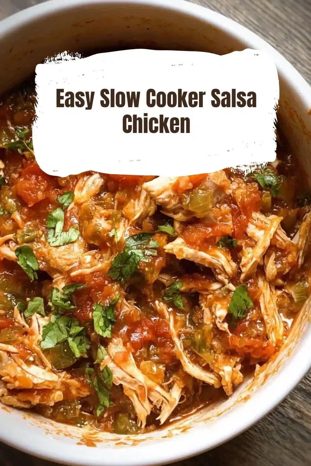 Delicious slow cooker salsa chicken with vibrant colors and fresh ingredients.