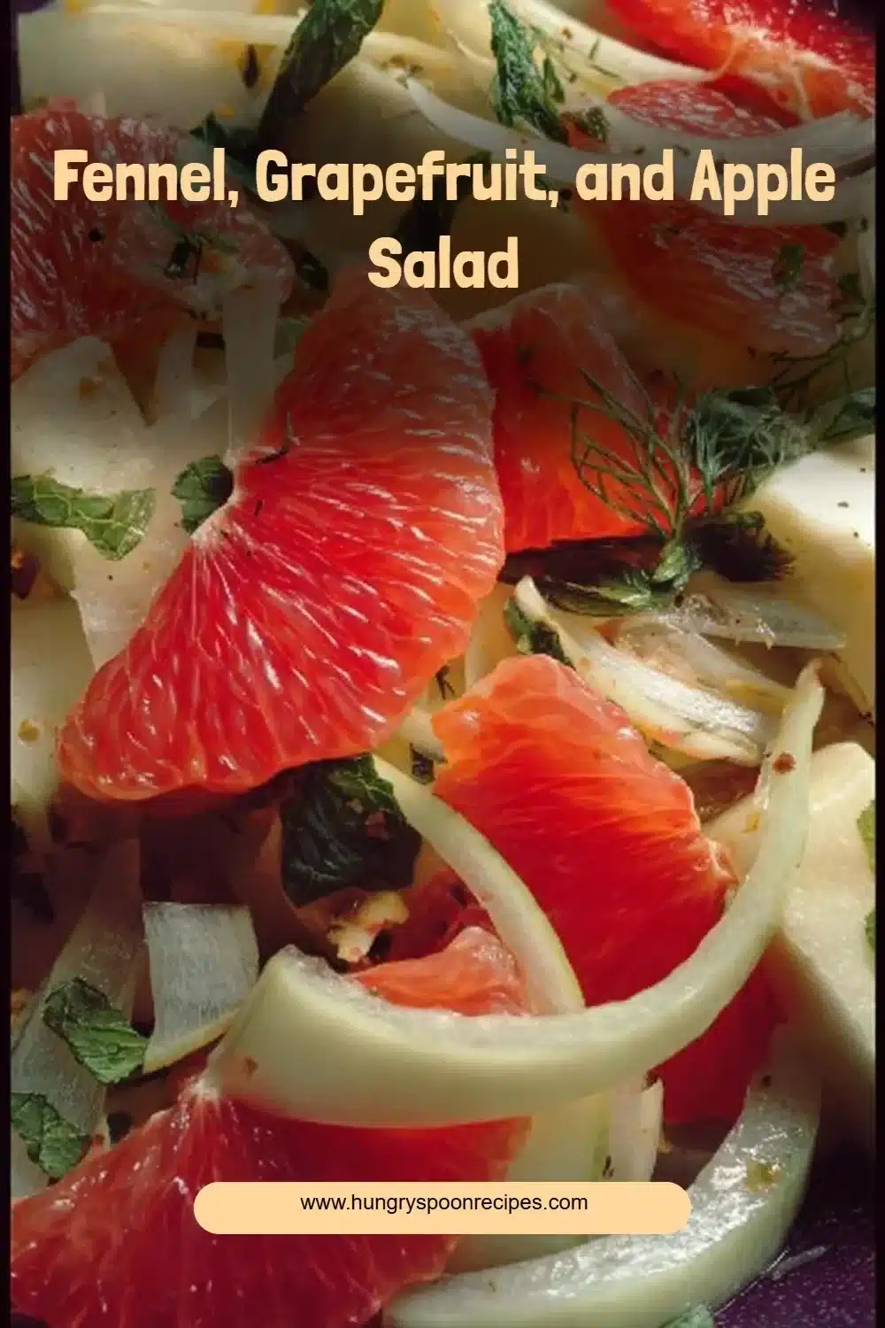 Fennel, grapefruit, and apple salad served in a bowl