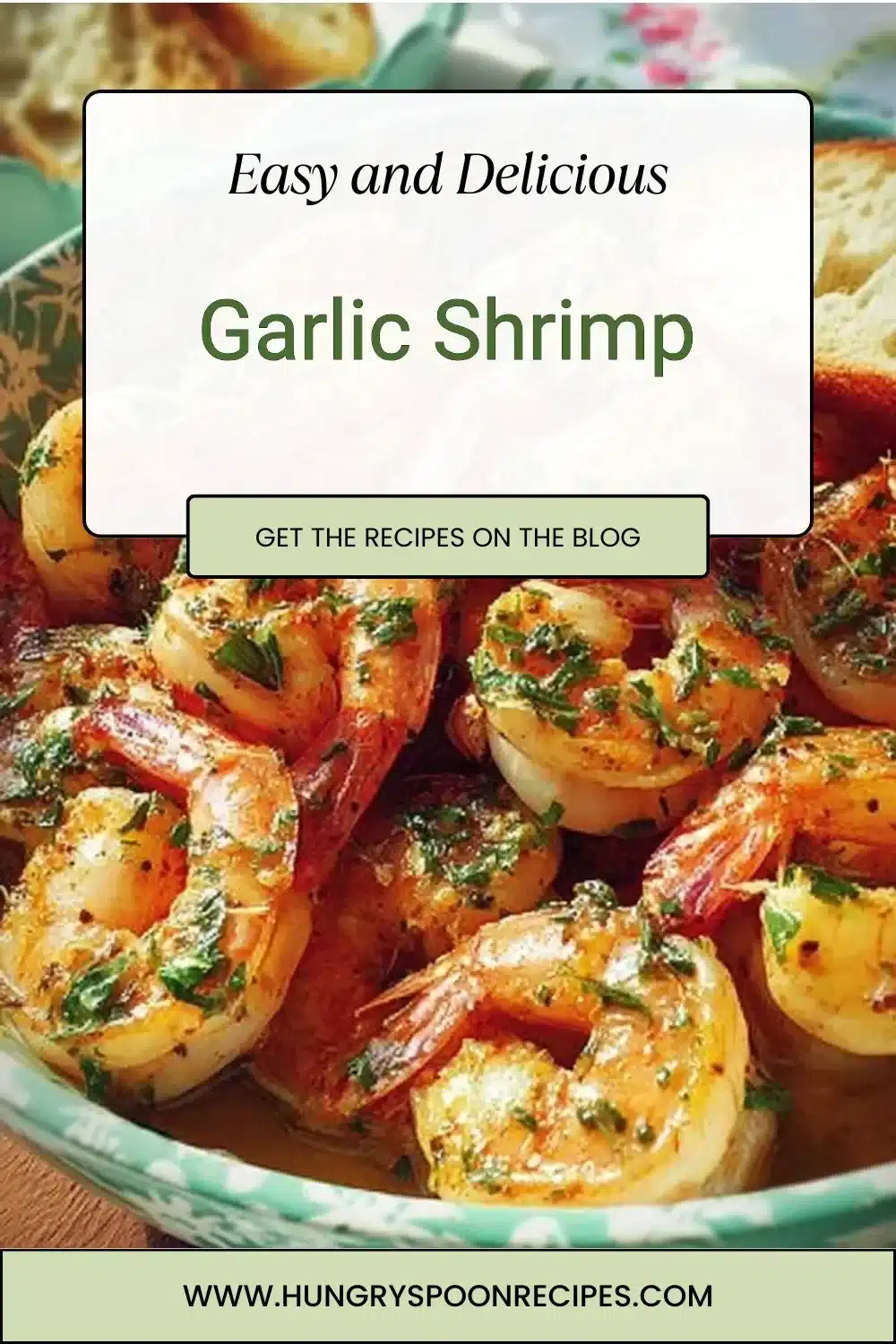 Delicious garlic shrimp served with herbs and spices