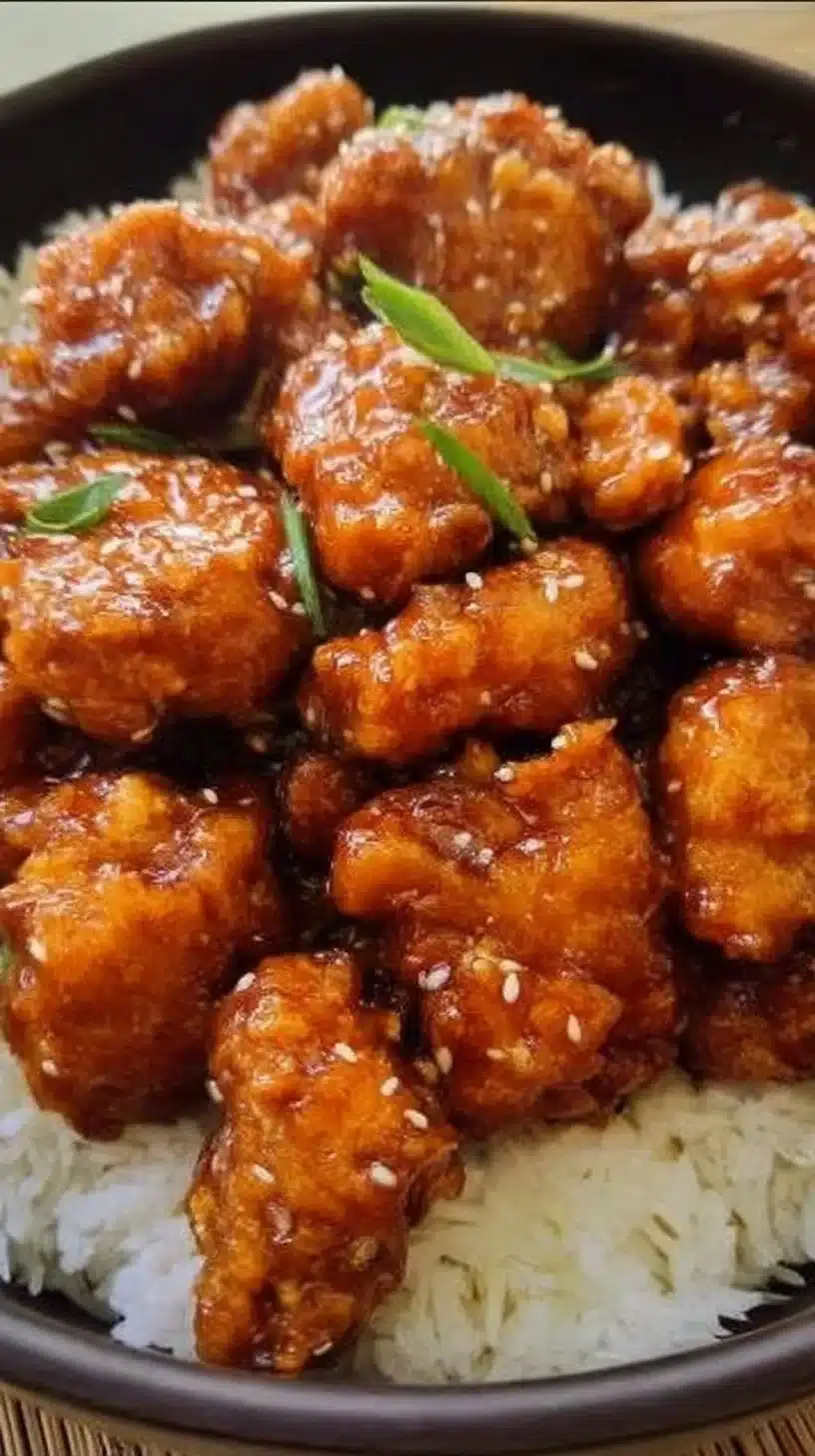 General Tso's Chicken 1 Delicious serving of General Tso's Chicken with vibrant vegetables and sauce