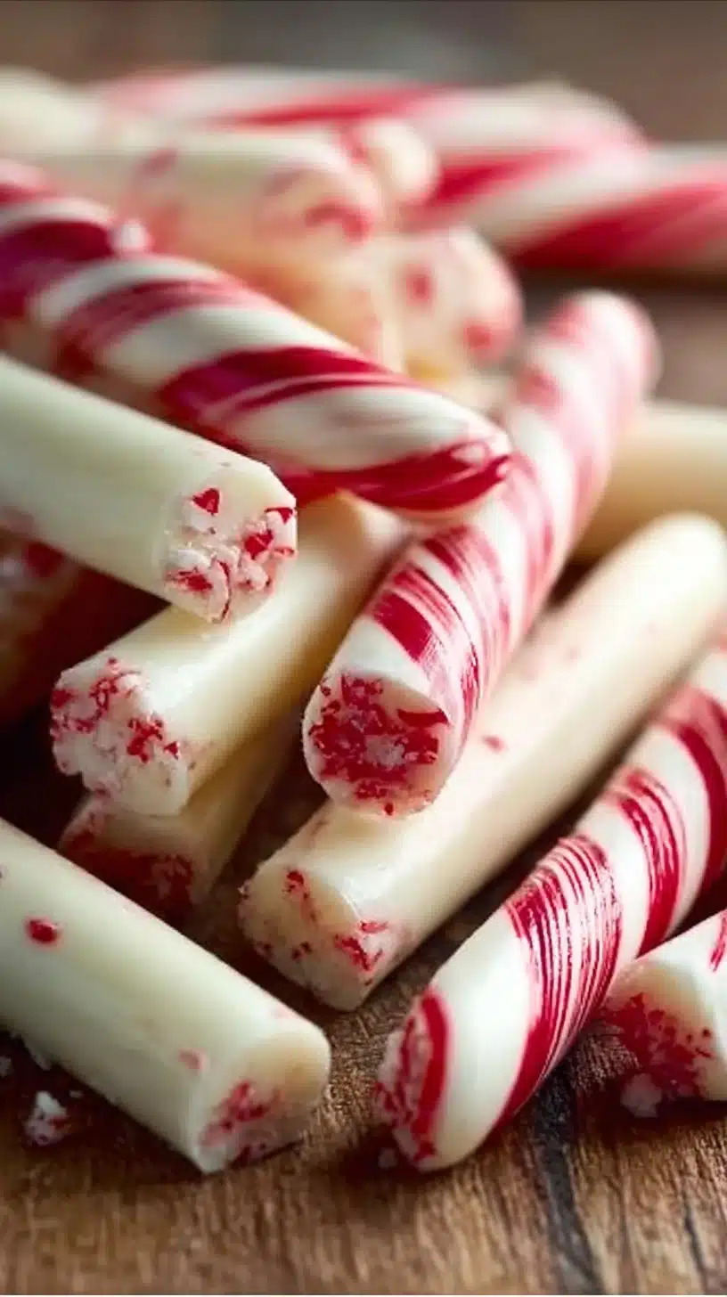 Homemade Christmas Peppermint Sticks 1 Homemade Christmas peppermint sticks on a festive table