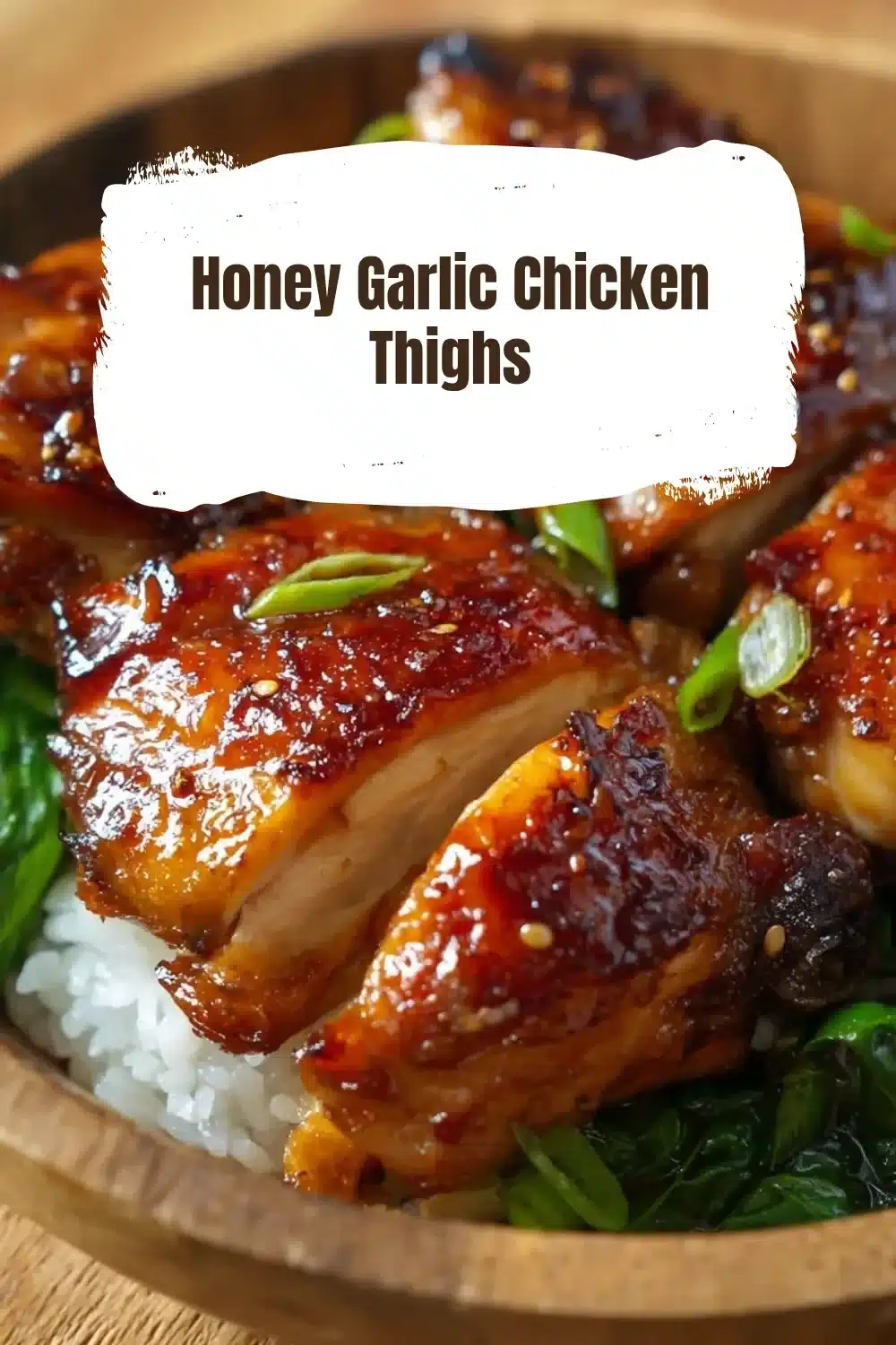 Honey Garlic Chicken Thighs 1 Honey Garlic Chicken Thighs served with vegetables on a plate