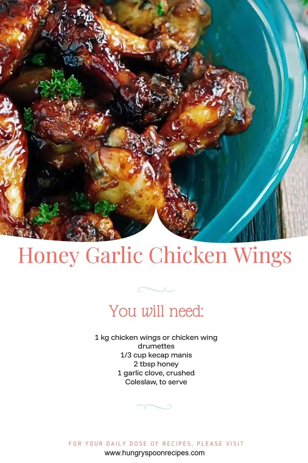 Delicious Honey Garlic Chicken Wings on a serving platter
