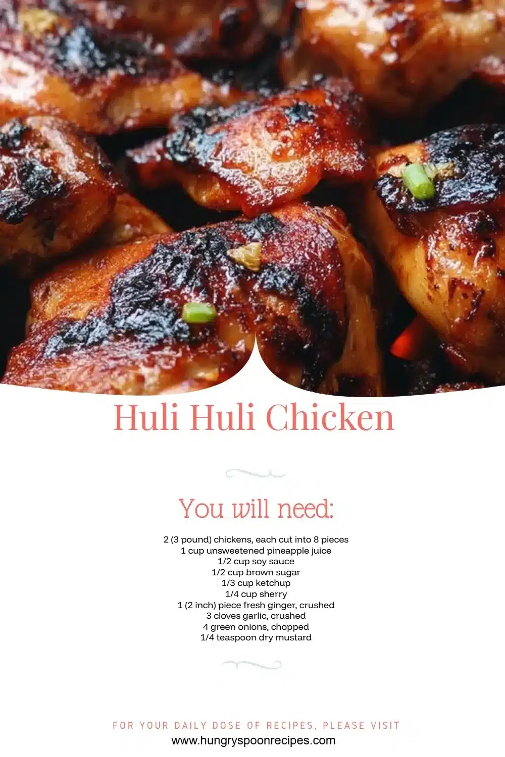 Huli Huli Chicken 1 Grilled Huli Huli Chicken served with fresh garnishes on a plate.