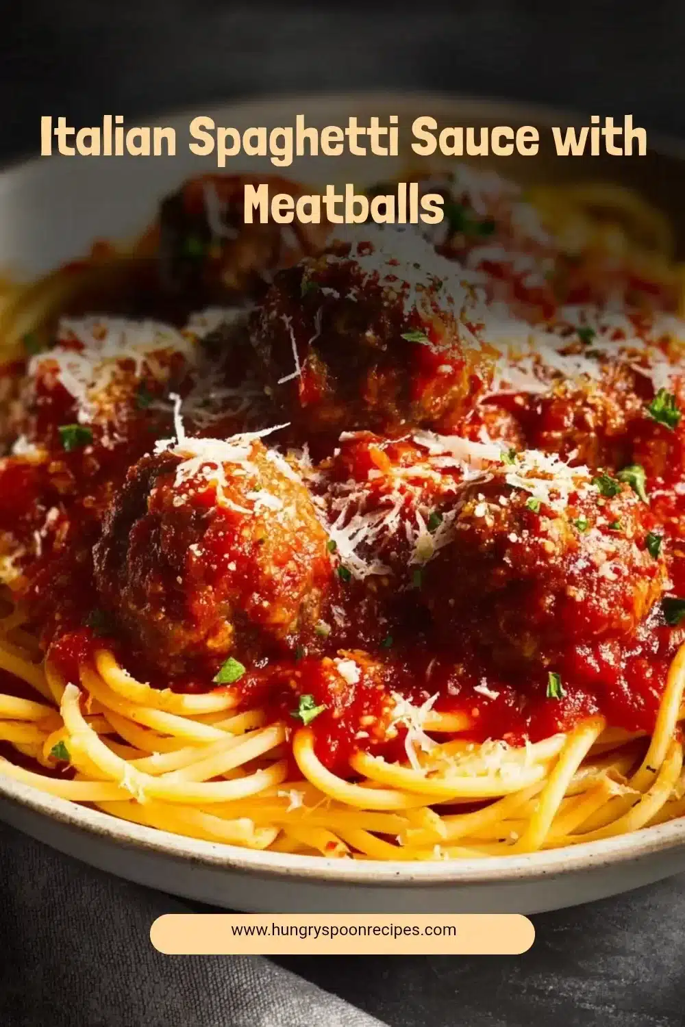 Homemade Italian spaghetti sauce with meatballs served on a plate